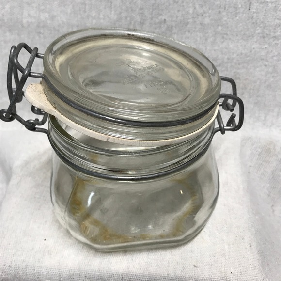 The Unbranded Brand Other - Vintage Italian Storage Jar Fidenza Italy Canning Food Storage Jar Wire Bail Lid